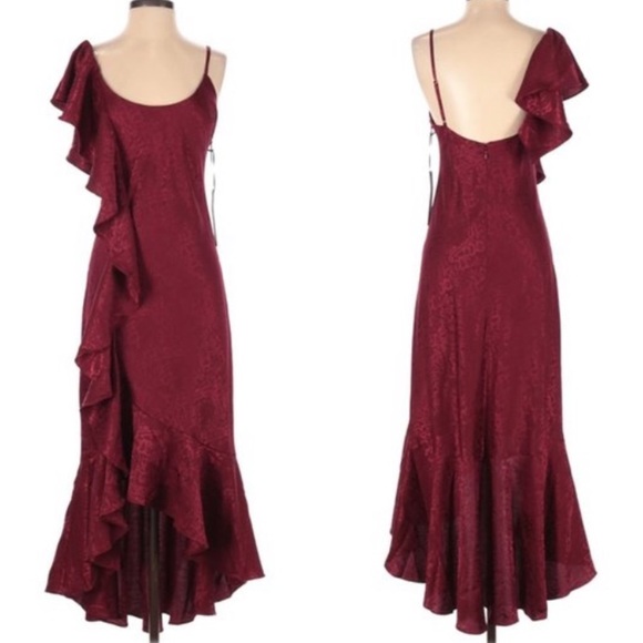 NWT House of Harlow Red Dress Tiered Ruffled Georgeta Dress Size XS Formal - Picture 6 of 6